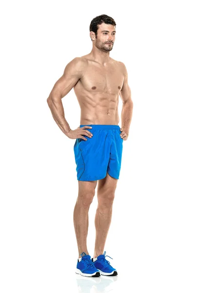 Ćwiczenia fitness mężczyzna na białym tle — Zdjęcie stockowe