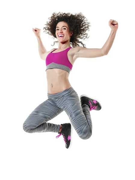 Vrouw danser fitness oefeningen geïsoleerd — Stockfoto