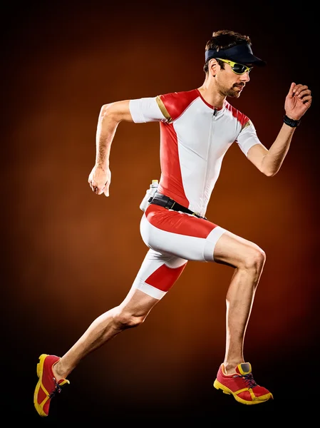 Triathlonläufer läuft Ironman — Stockfoto