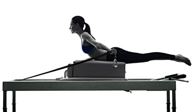 woman pilates reformer exercises fitness isolated clipart