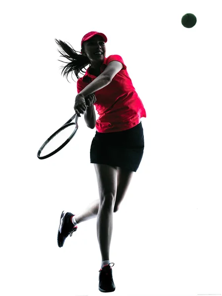 Vrouw tennis speler verdriet silhouet — Stockfoto