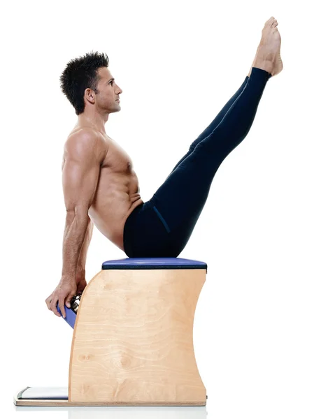Muž fitness, pilates předvést úkony izolované — Stock fotografie