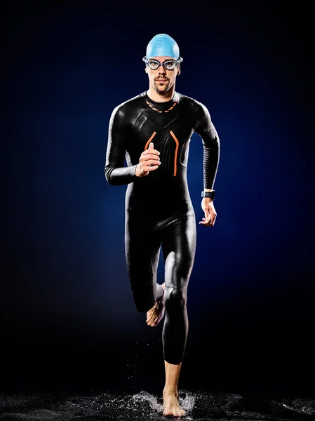 Uomo nuotatore nuoto triathlon ironman isolato — Foto Stock