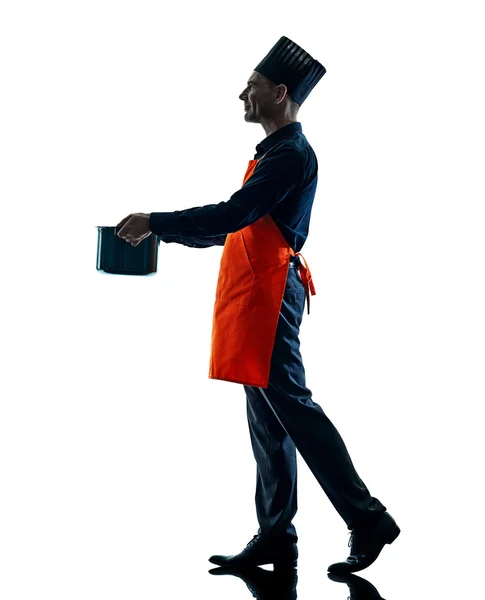 Férfi főzés chef silhouette elszigetelt — Stock Fotó