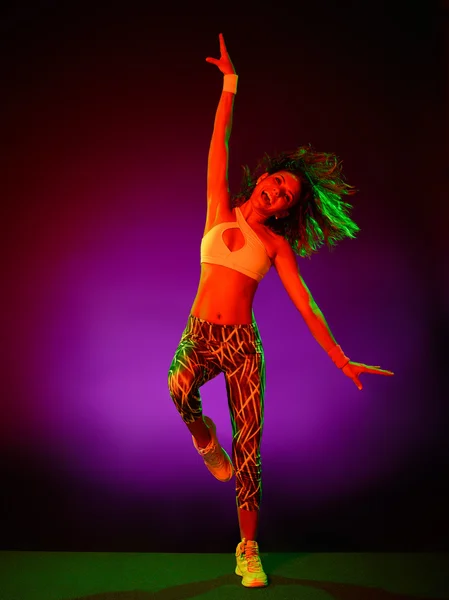 Žena tanečnice taneční fitness cvičení izolovaných — Stock fotografie