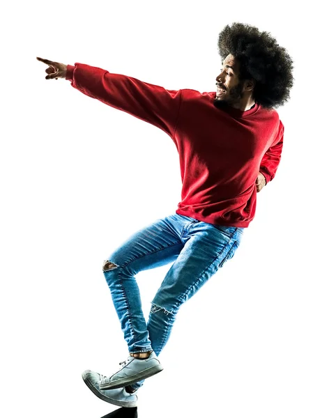 Afrikaanse man danser dansen silhouet geïsoleerd — Stockfoto