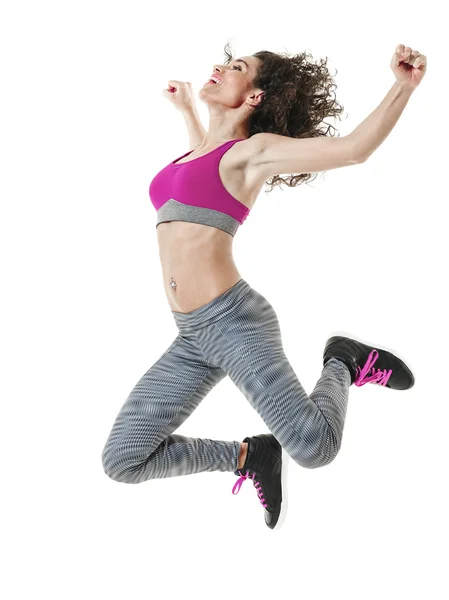 Mujer bailarina bailando ejercicios de fitness aislado —  Fotos de Stock