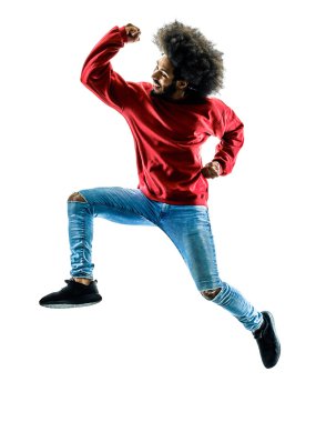 Afrika adam mutlu siluet izole atlama