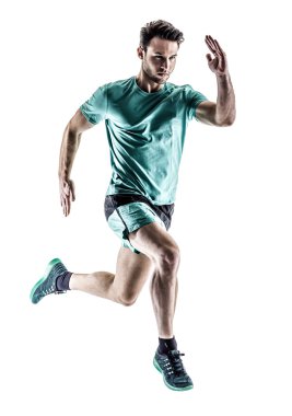 adam atlet jogger izole çalıştıran