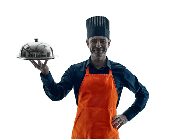 Man cooking chef silhouette isolated — Stock Photo, Image