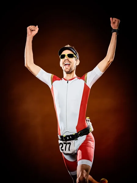 Man  runner running triathlon ironman isolated — Stock Photo, Image