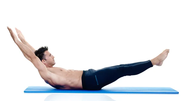 Homem fitness pilates exercícios isolados — Fotografia de Stock