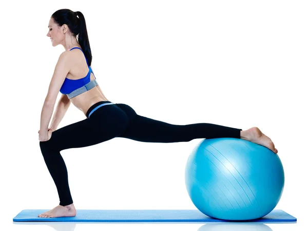 Vrouw fitness pilates oefeningen geïsoleerd — Stockfoto