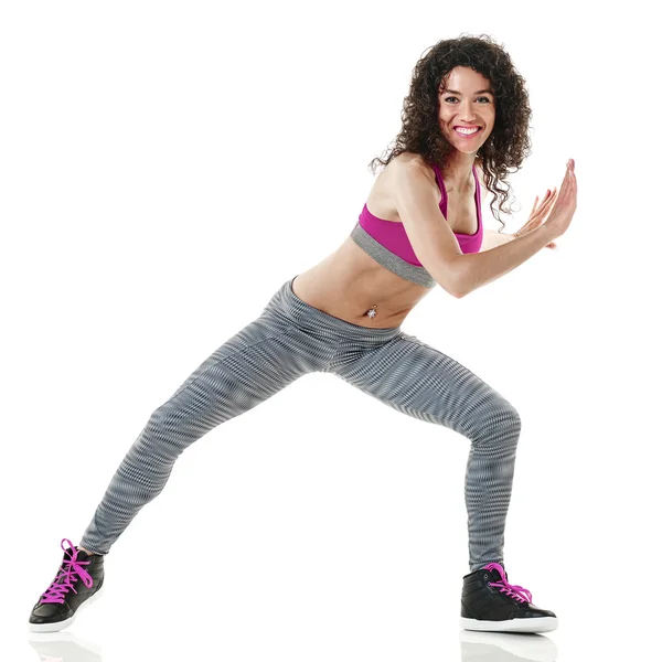 Woman dancer dancing fitness exercises isolated — Stock Photo, Image