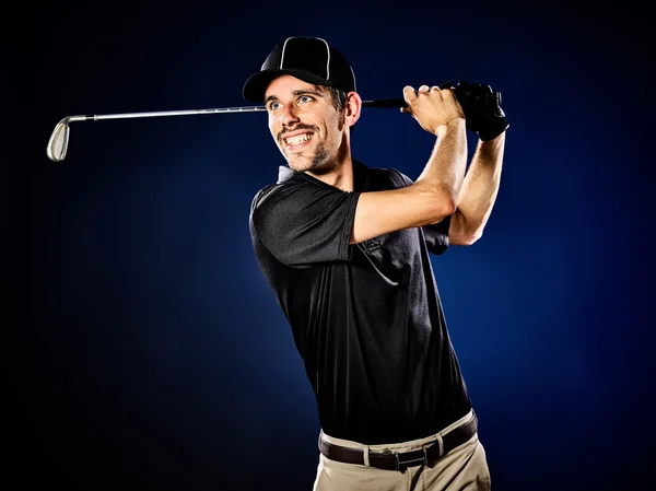 Hombre golfista golfing aislado — Foto de Stock