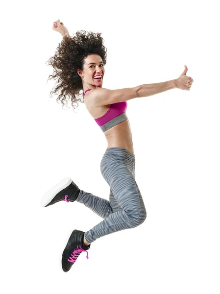 Mujer bailarina bailando ejercicios de fitness aislado — Foto de Stock