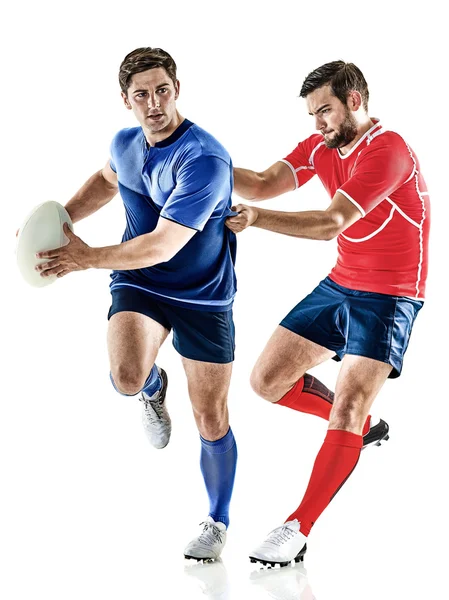 Rugby player mężczyźni na białym tle — Zdjęcie stockowe
