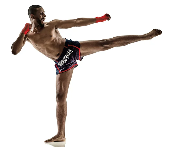 Muay Thai kick-box kickboxer boksz ember elszigetelt — Stock Fotó