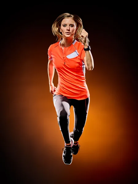 Kobieta biegacz jogger joggingu na białym tle — Zdjęcie stockowe