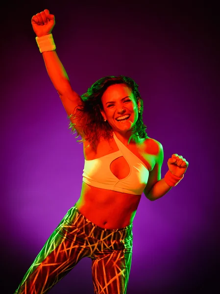 Woman dancer dancing fitness exercises isolated — Stock Photo, Image