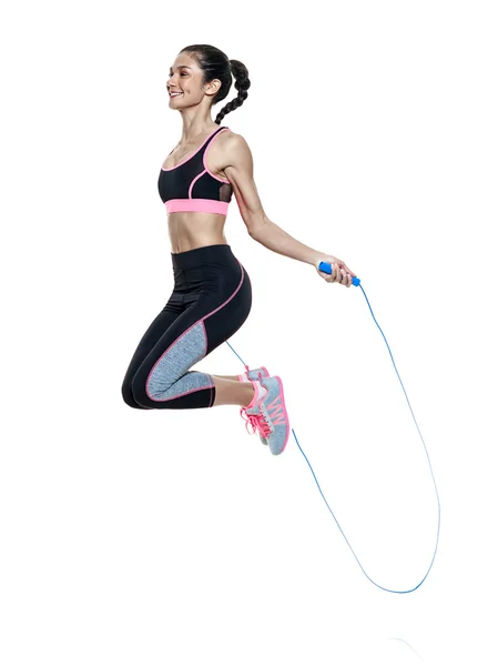 Ćwiczenia fitness kobieta na białym tle — Zdjęcie stockowe