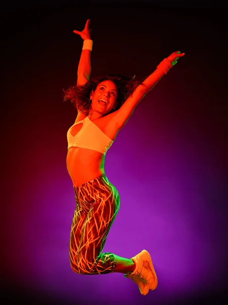 Mujer bailarina bailando ejercicios de fitness aislado —  Fotos de Stock