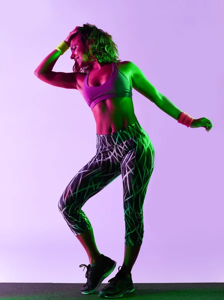 Dançarina dança exercícios de fitness isolado — Fotografia de Stock