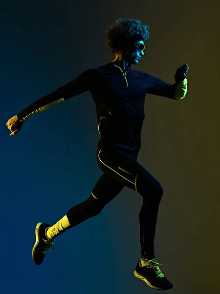 Youg Runner Jogger Laufen Jogging Mann Silhouette isoliert weißen Hintergrund — Stockfoto