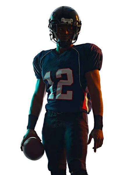 American Football-Spieler Mann isoliert weißen Hintergrund — Stockfoto