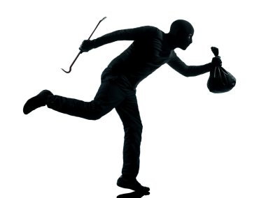 man thief criminal running silhouette clipart