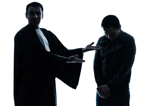 Lawyer man and his client pleading silhouette — Stock Photo, Image