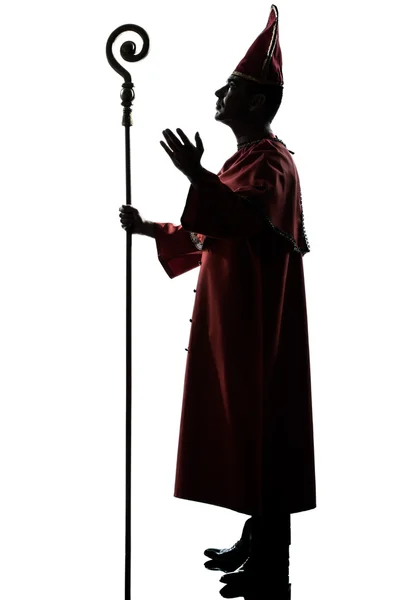 Muž kardinál biskup silueta zdravení požehnání — Stock fotografie