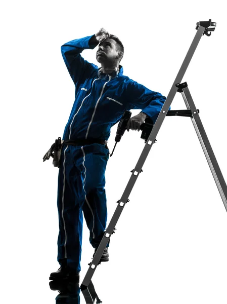 Man construction worker tired sweating silhouette — Stock Photo, Image