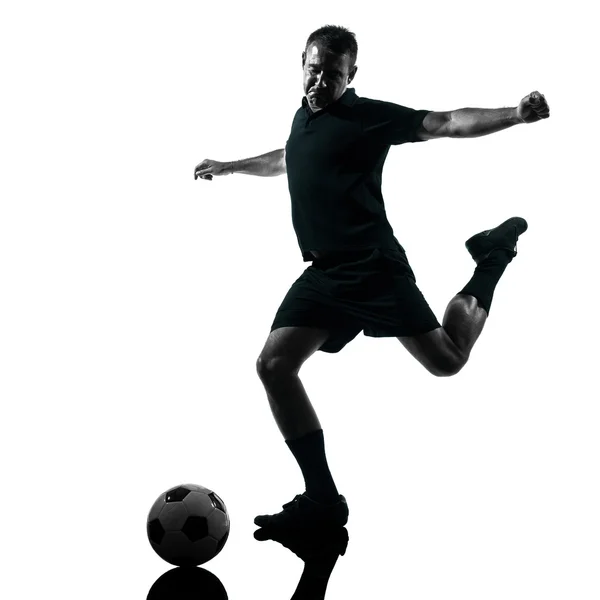 Homem jogador de futebol silhueta — Fotografia de Stock