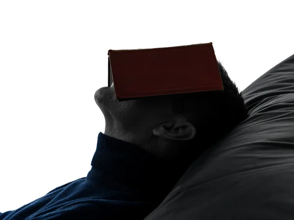 Mann liest Buch Silhouette Porträt — Stockfoto
