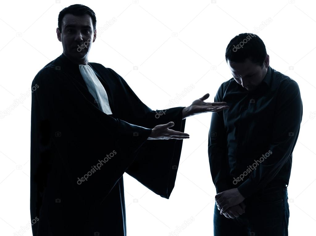 Lawyer man and his client pleading silhouette — Stock Photo ...
