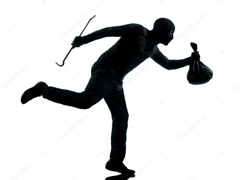 man thief criminal running silhouette