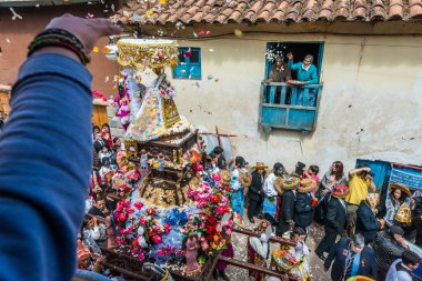 Virgen del Carmen geçit Peru Andes Pisac Peru