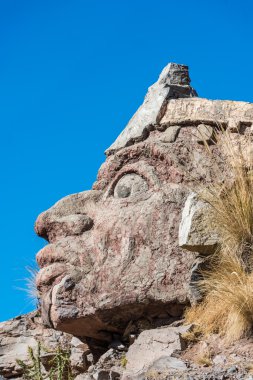 Inca yüz heykel Peru Andes