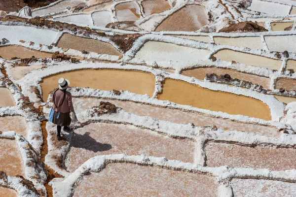 Maras sůl miny peruánských Andách Cuzco, Peru — Stock fotografie