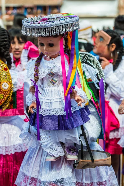 Virgen del Carmen průvod peruánských Andách Pisac Peru — Stock fotografie