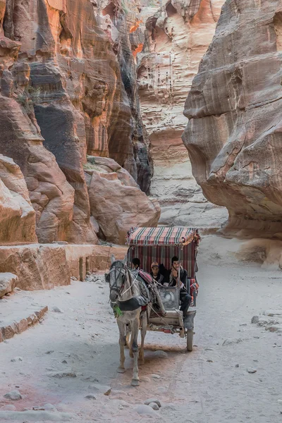 The siq path in Nabatean city of  Petra Jordan — Stock Photo, Image