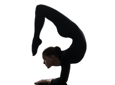 kadın akrobat egzersiz jimnastik yoga siluet