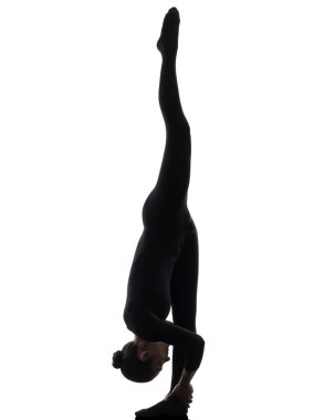 kadın akrobat egzersiz jimnastik yoga siluet