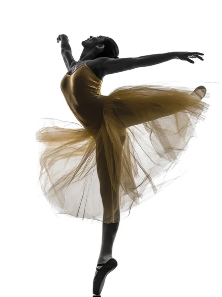 Балетная балерина, танцующая силуэт — стоковое фото