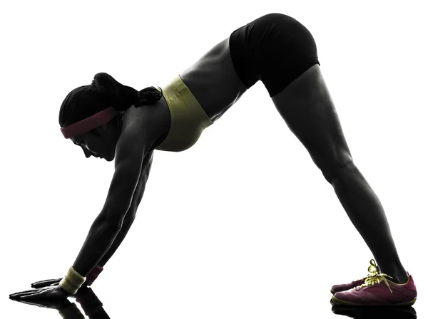 Frau übt Fitness-Workout Silhouette — Stockfoto