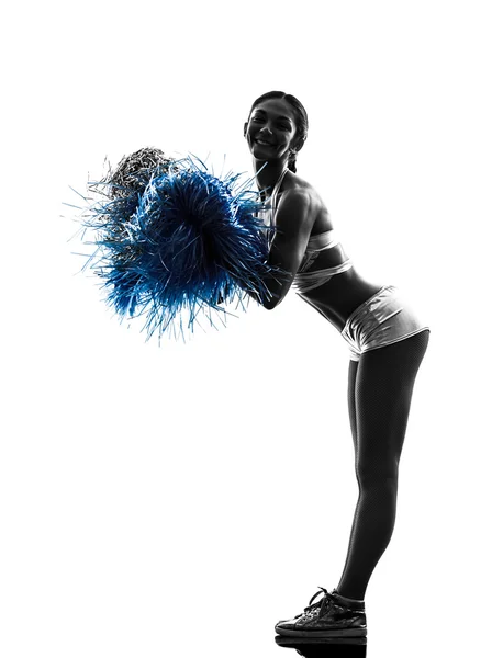 Jonge vrouw cheerleader cheerleading silhouet — Stockfoto