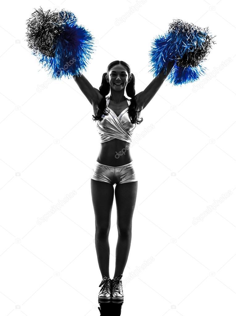 young woman cheerleader cheerleading  silhouette