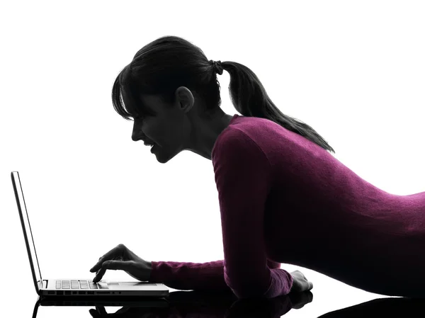 Woman computing laptop computer — Stock Photo, Image