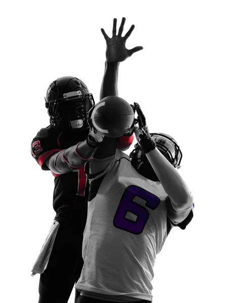 Two american football players pass action — Stock Photo, Image